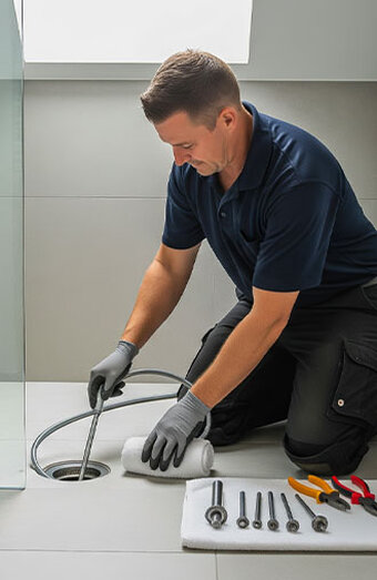 Plumber Cleaning Drain